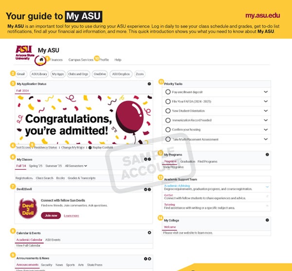 screenshot of the My ASU layout